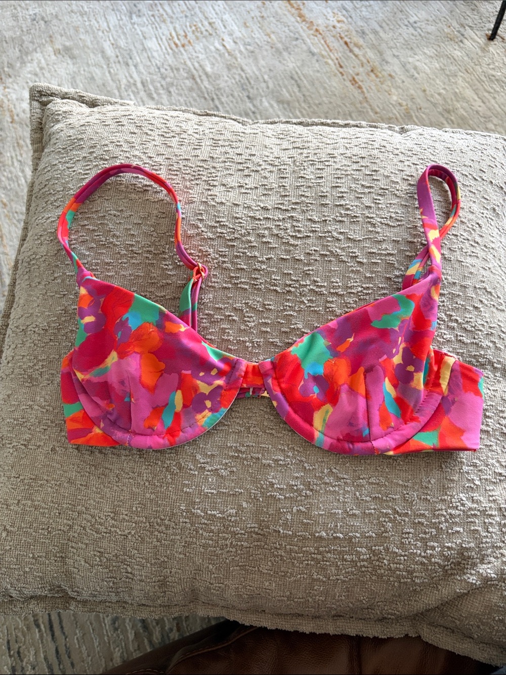Vibrant Pink Multi-Color Underwire Bikini Top